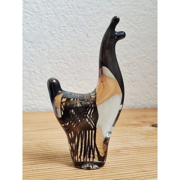 Vintage Hand Blown Llama Alpaca Glass Figurine Silver Overlay  5” - Picture 1 of 11